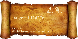 Langer Milán névjegykártya